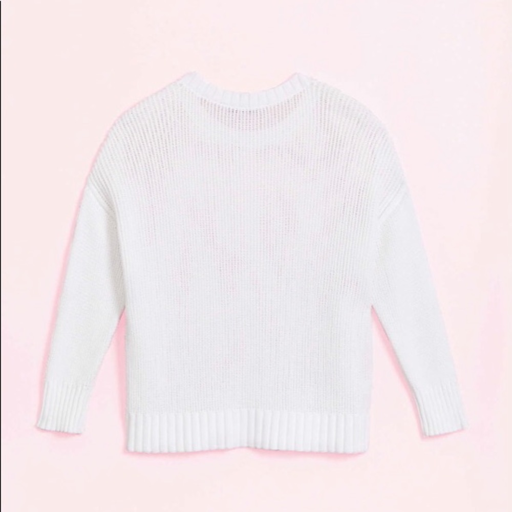 Loft Soft Knit Elliptical Hem White Sweater M - Picture 2 of 10